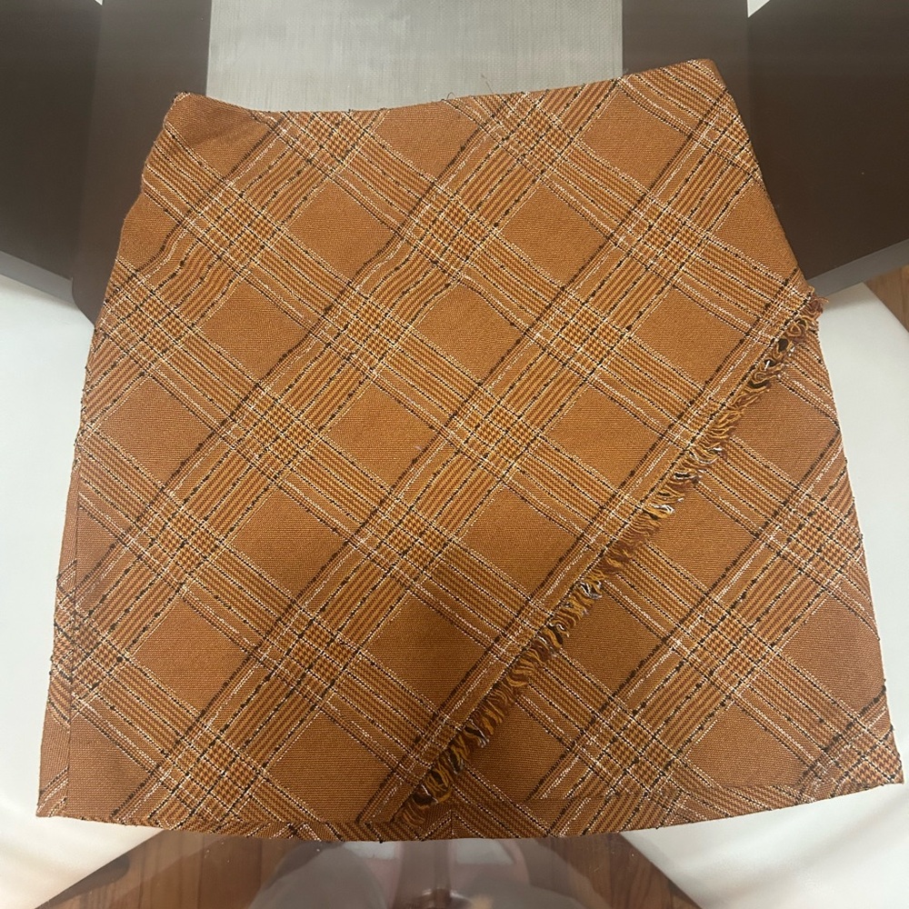 Free People Plaid Brown Skirt